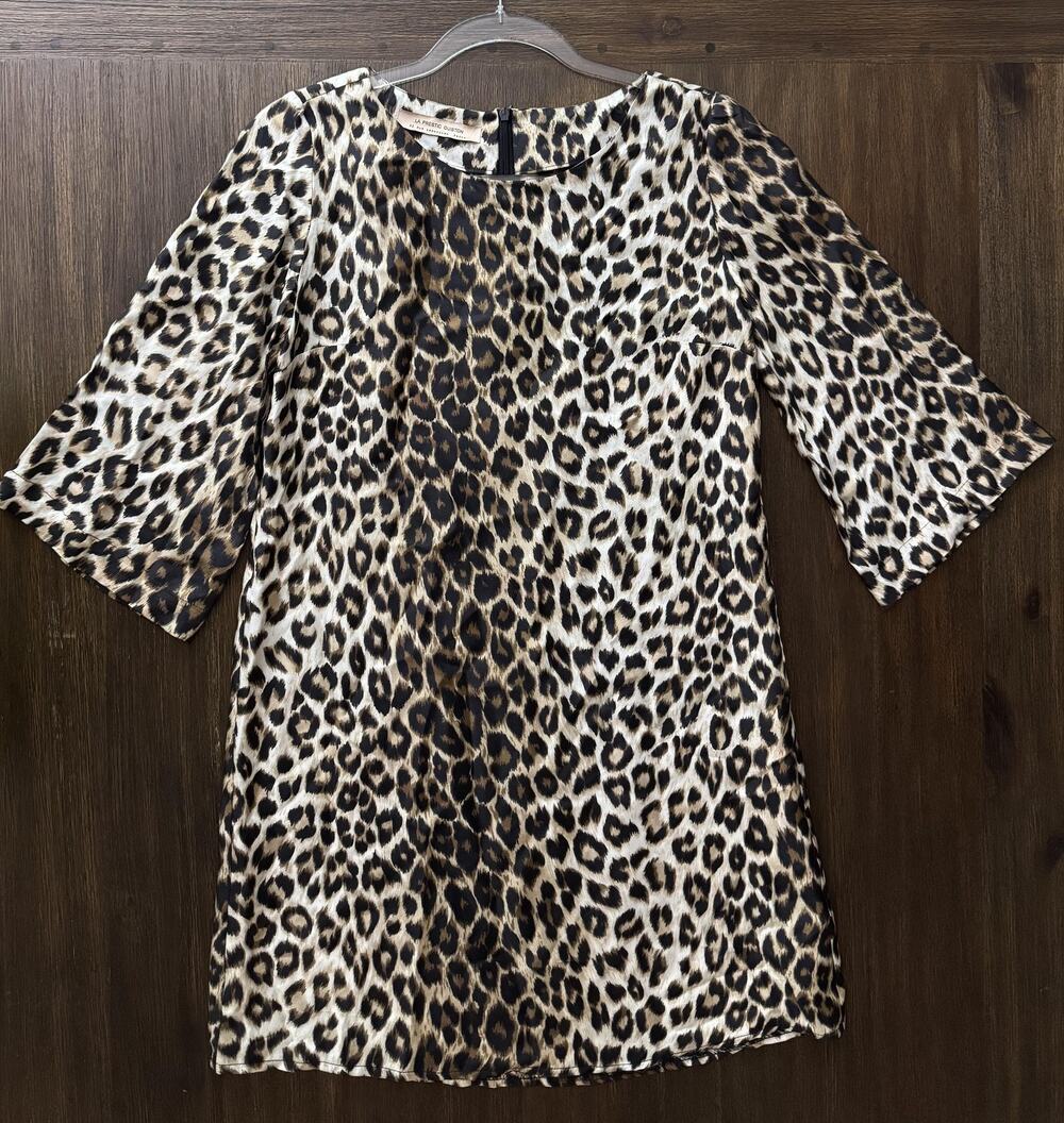 La Prestic Ouiston Dress Womens 0 Brown Leopard Silk Shift Maximalist